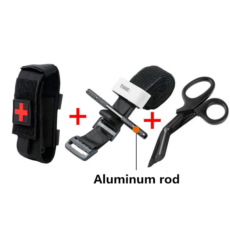 Durable aluminium tactical tourniquet with nylon webbing designed for emergency response and outdoor safety