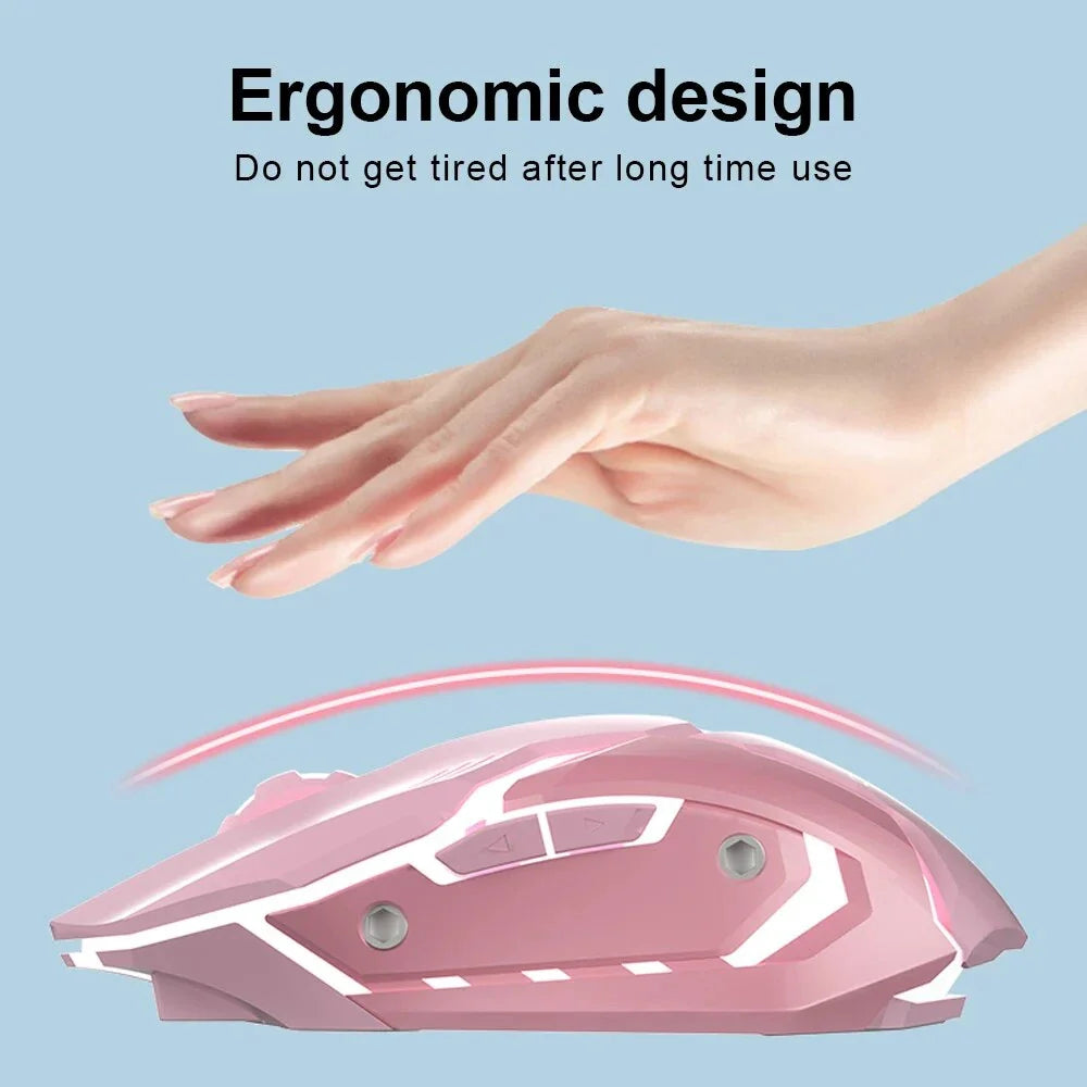 Rechargeable Dual-Mode Wireless Gaming Mouse with LED Backlight and Ergonomic Design
