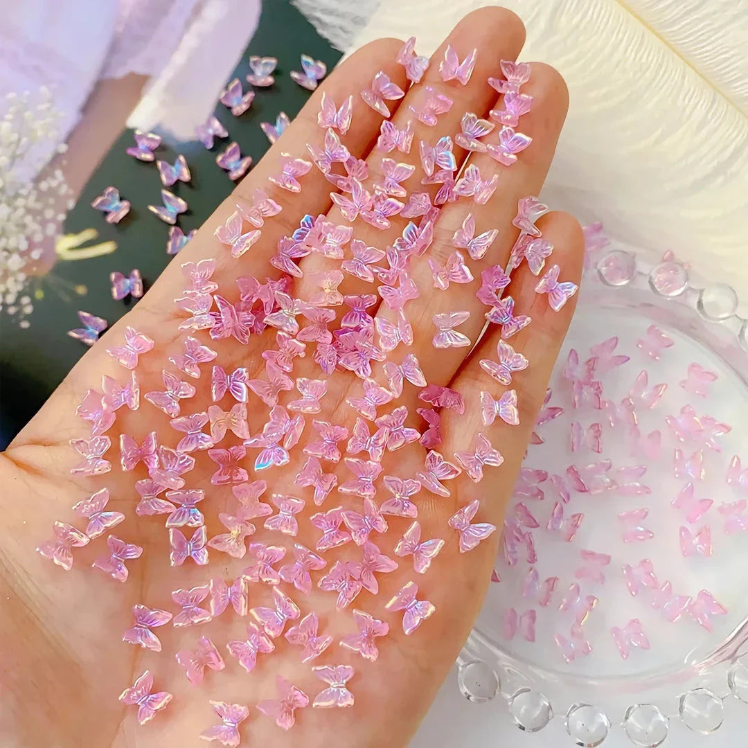 Captivating Aurora Butterfly Nail Charms with a mesmerising reflective effect, perfect for elevated DIY nail art