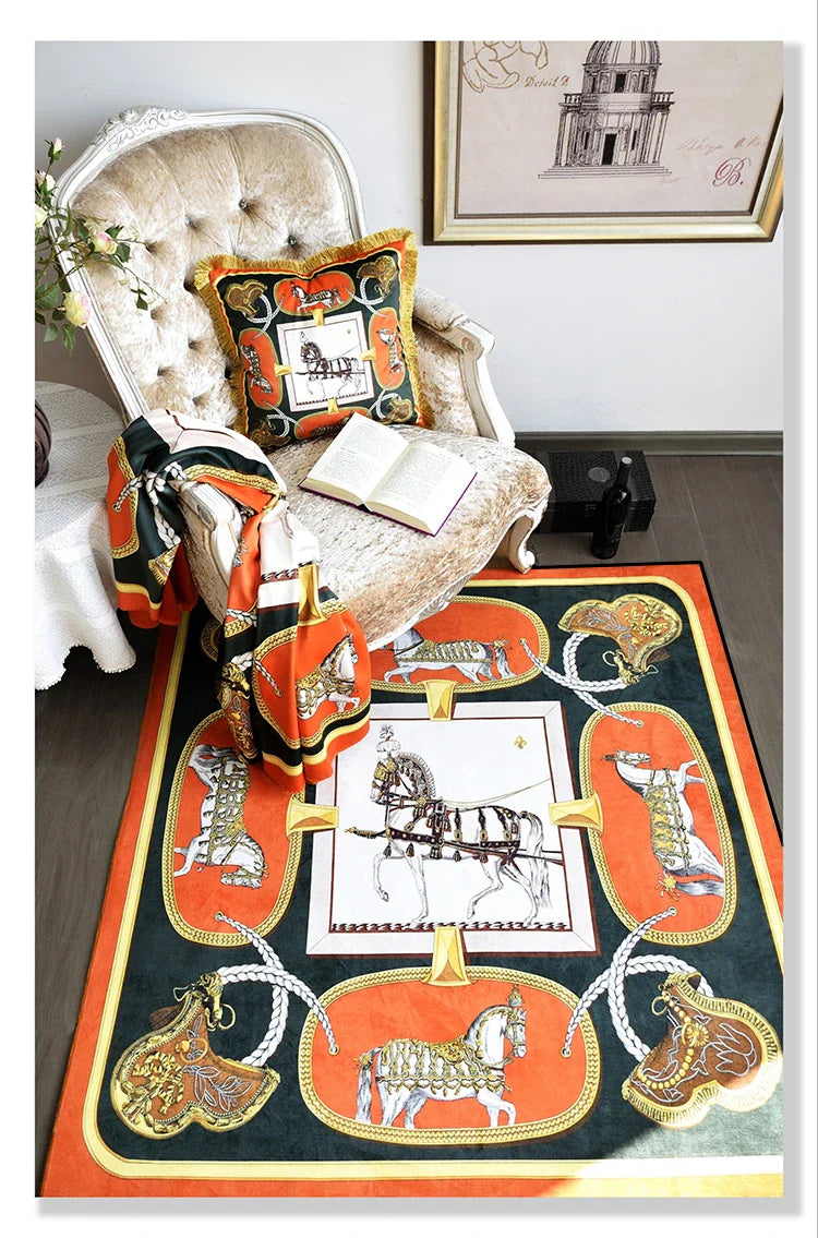 Stylish round rug made of premium polyester with non-slip backing for living room, bedroom or entryway decor