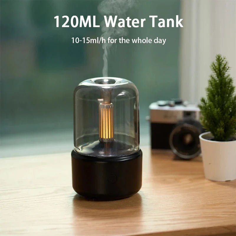 Essential Oil Aroma Diffuser with Soothing Candlelight Effect and LED Lighting