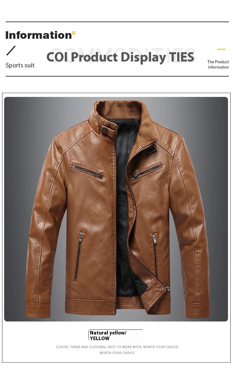 Stylish Fleece-Padded Jacket with PU Leather Accents in Various Colours