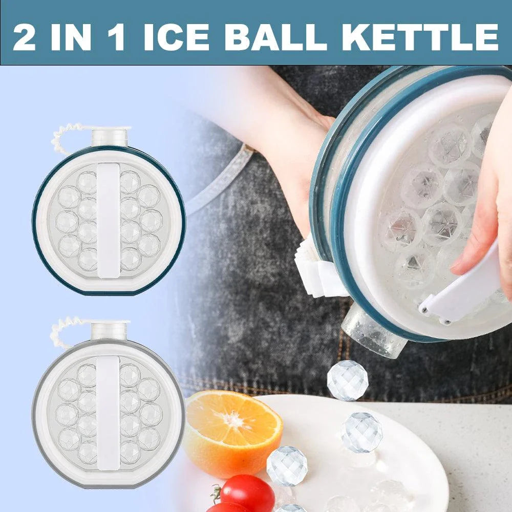 Innovative 2-in-1 Portable Ice Maker Kettle with Grey and Blue colour options, featuring premium materials and leak-proof design for home use.