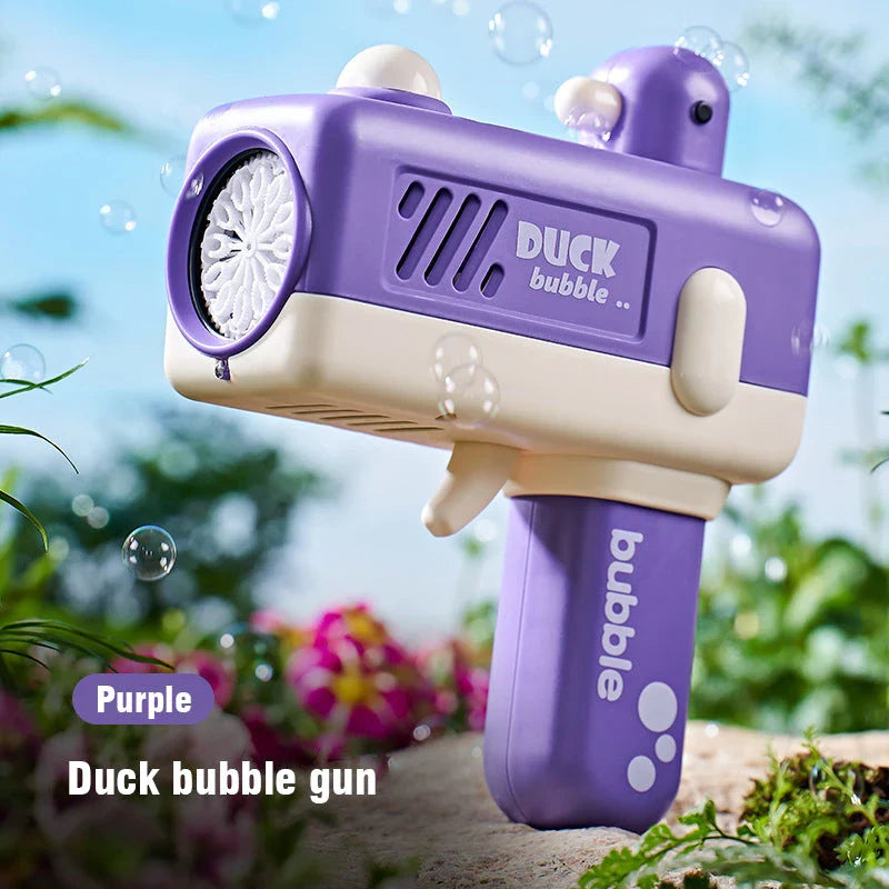 A colourful and vibrant cartoon-themed bubble blaster machine, perfect for entertaining children at outdoor events and parties.