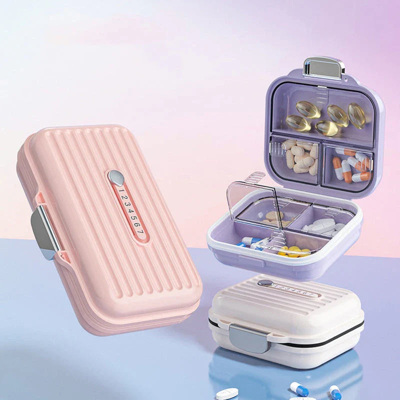 Premium waterproof weekly pill organiser with seven secure compartments for organised medication management