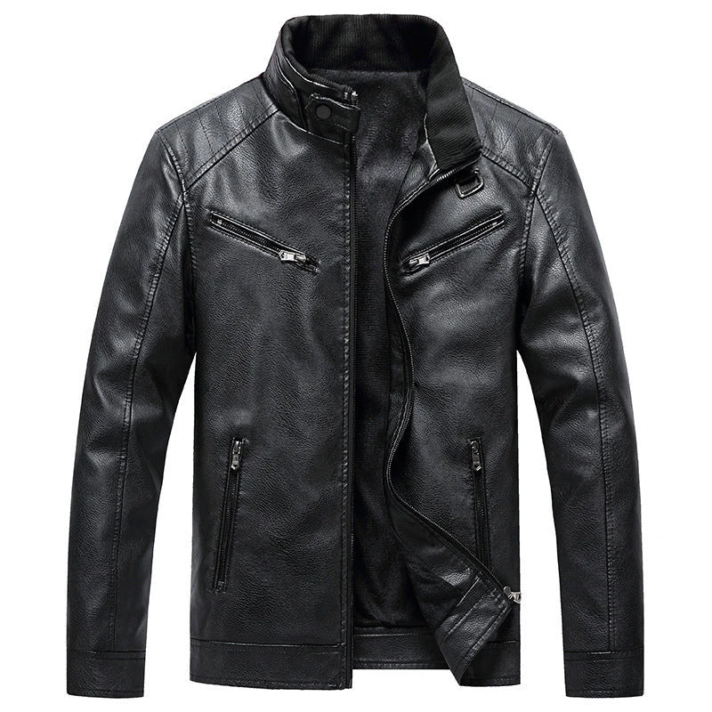 Stylish Fleece-Padded Jacket with PU Leather Accents in Various Colours