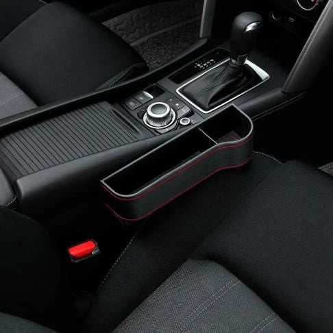 Dual Car Seat Organiser Set with various compartments and storage spaces for keeping car essentials organised