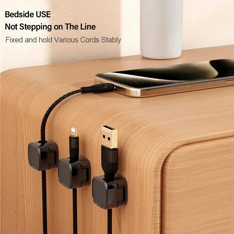 Adjustable magnetic cable clips organizer with strong adhesive for easy cable management