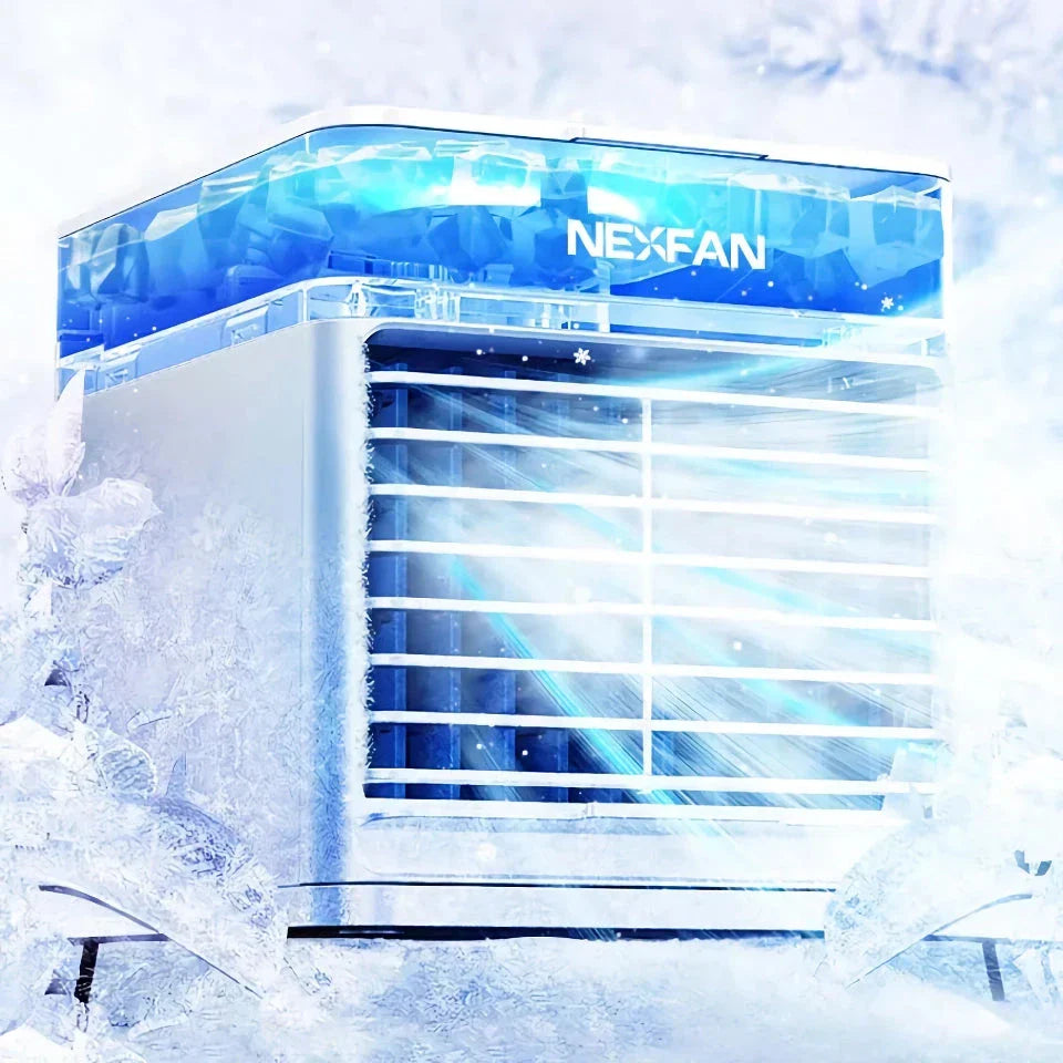 Portable USB air cooler with humidifier and LED lighting for personal cooling and comfort