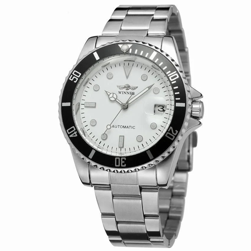Premium automatic mechanical watch with stainless steel casing, mineral glass mirror, and various colour options for the modern gentleman
