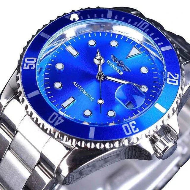 Premium automatic mechanical watch with stainless steel casing, mineral glass mirror, and various colour options for the modern gentleman