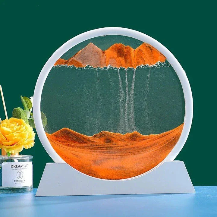 Captivating retro sandscape hourglass with mesmerising deep sea moving sand art