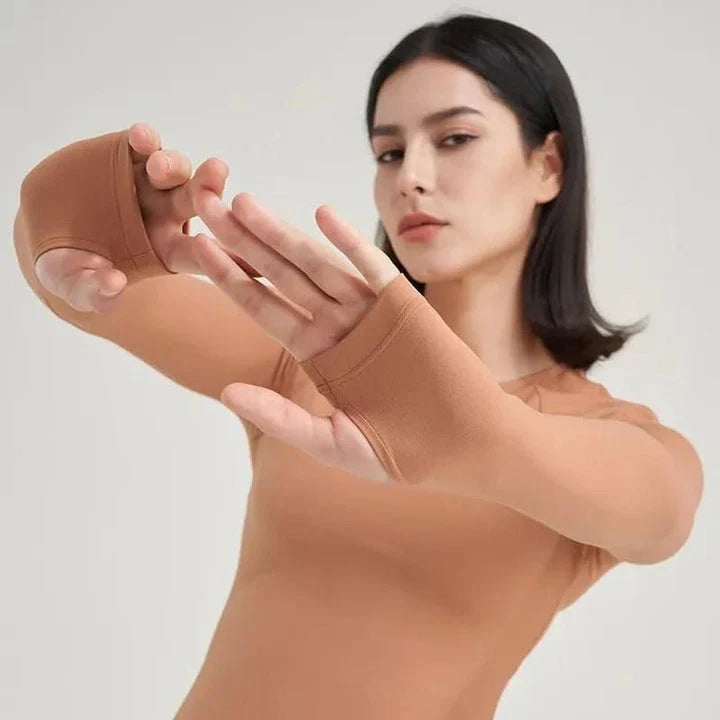 Premium Nylon Gym Top Yoga Shirt for Women in Coffee Colour