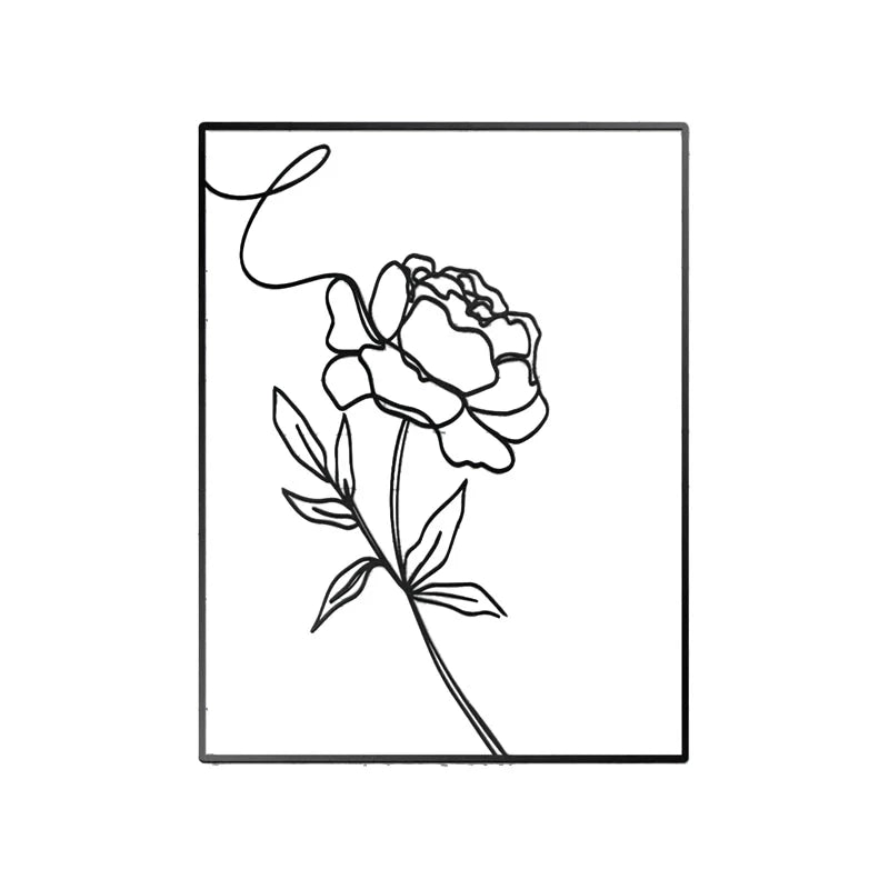 Stylish minimalist iron wall decor with elegant rose flower artwork, perfect for home and office spaces