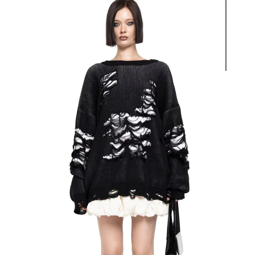 A stylish ripped long sleeve top in a variety of versatile colours, including grey, green, and black.