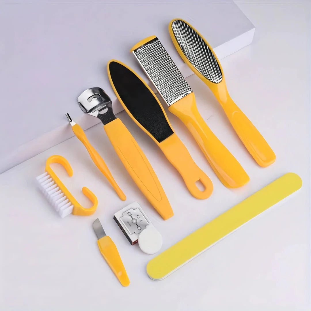Premium 10-Piece Pedicure Set with stainless steel and ABS construction for complete foot care