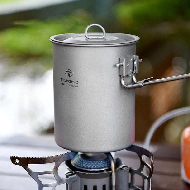 GiftHome UK Durable Titanium Camping Pot with Lid and Collapsible Handle