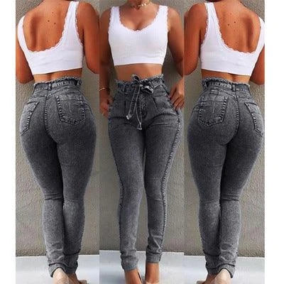 Premium fringed denim jeans in grey, dark blue, and light blue colours