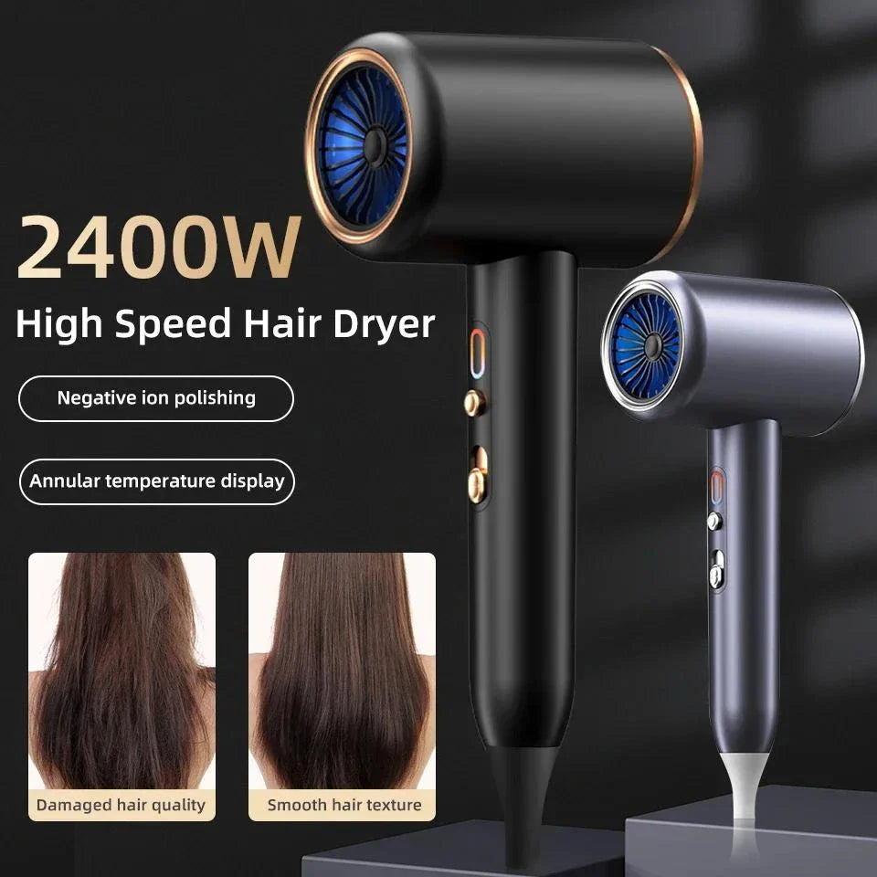 2400W Professional High-Speed Hair Dryer with Advanced Negative Ion Technology for Smooth, Frizz-Free Results