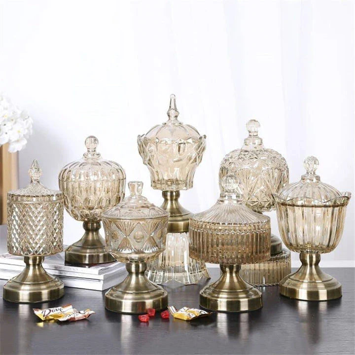 Elegant Nordic-style crystal glass storage pot with minimalist design for organizing kitchen or living space