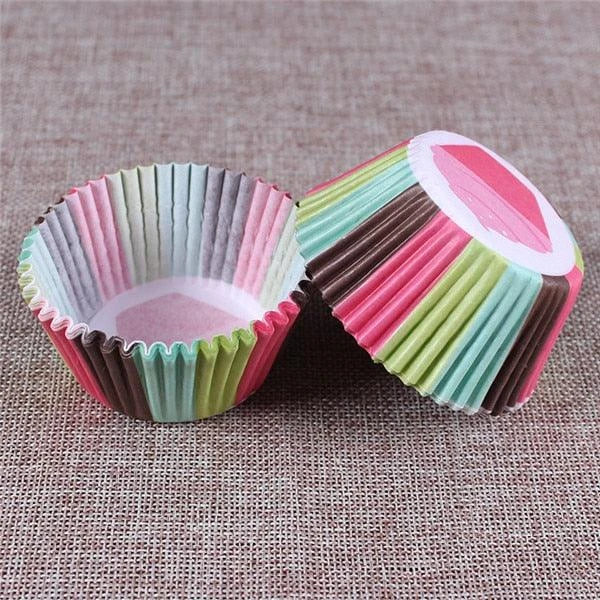 Premium British-made paper cupcake liners in a mixed colour pack, perfect for baking delicious treats at home