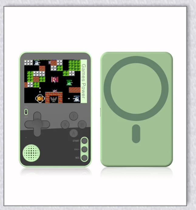 Tinytendo mini gaming console with 500 built-in retro games, compact and portable design, vibrant display, and long-lasting battery life.