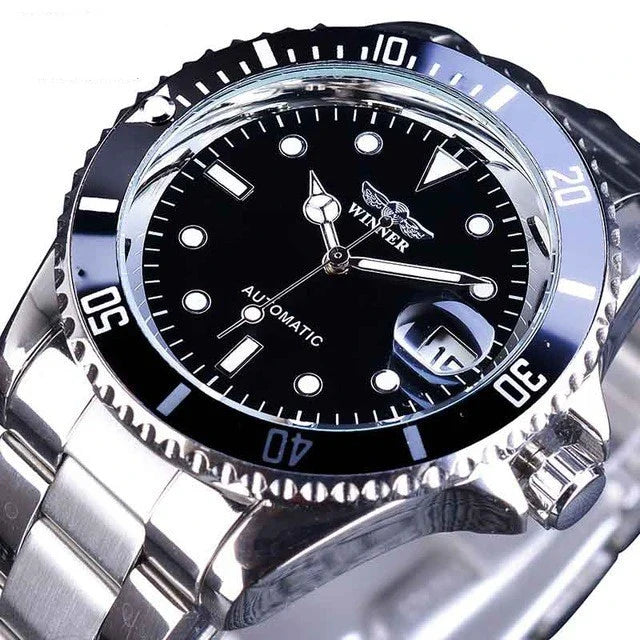 Premium automatic mechanical watch with stainless steel casing, mineral glass mirror, and various colour options for the modern gentleman