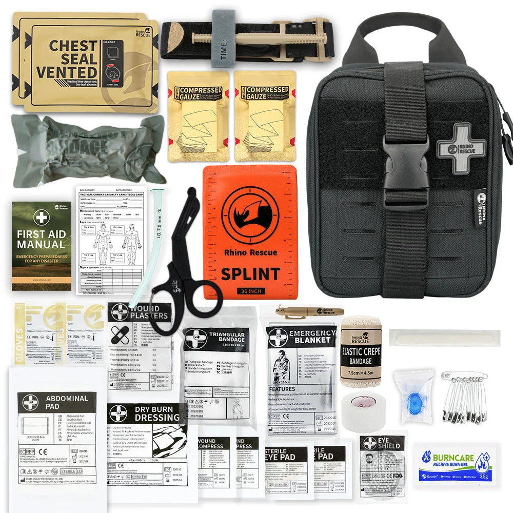 IFAK Trauma First Aid Kit with essential medical supplies for emergencies in car, home, travel, hiking and camping