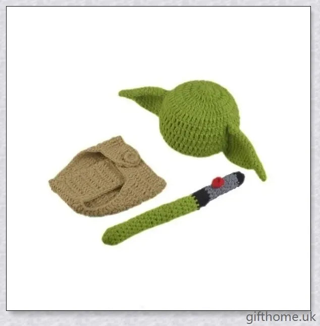 Adorable Baby Yoda crochet hat in soft cotton, designed for newborns up to 6 months old