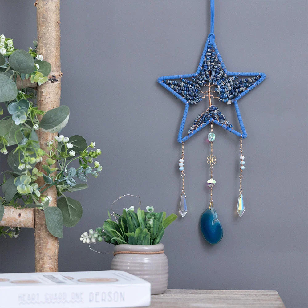 Mesmerising Moon Agate Crystal Pendant Dream Catcher with a stunning array of colourful agate crystals