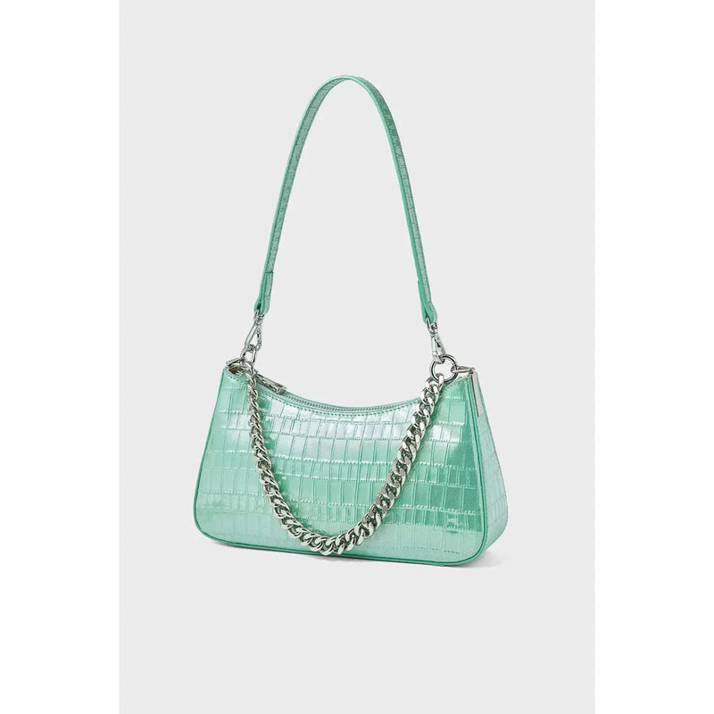 GiftHome UK Luxurious Alligator-Embossed Leather Shoulder Bag with Chain Accent