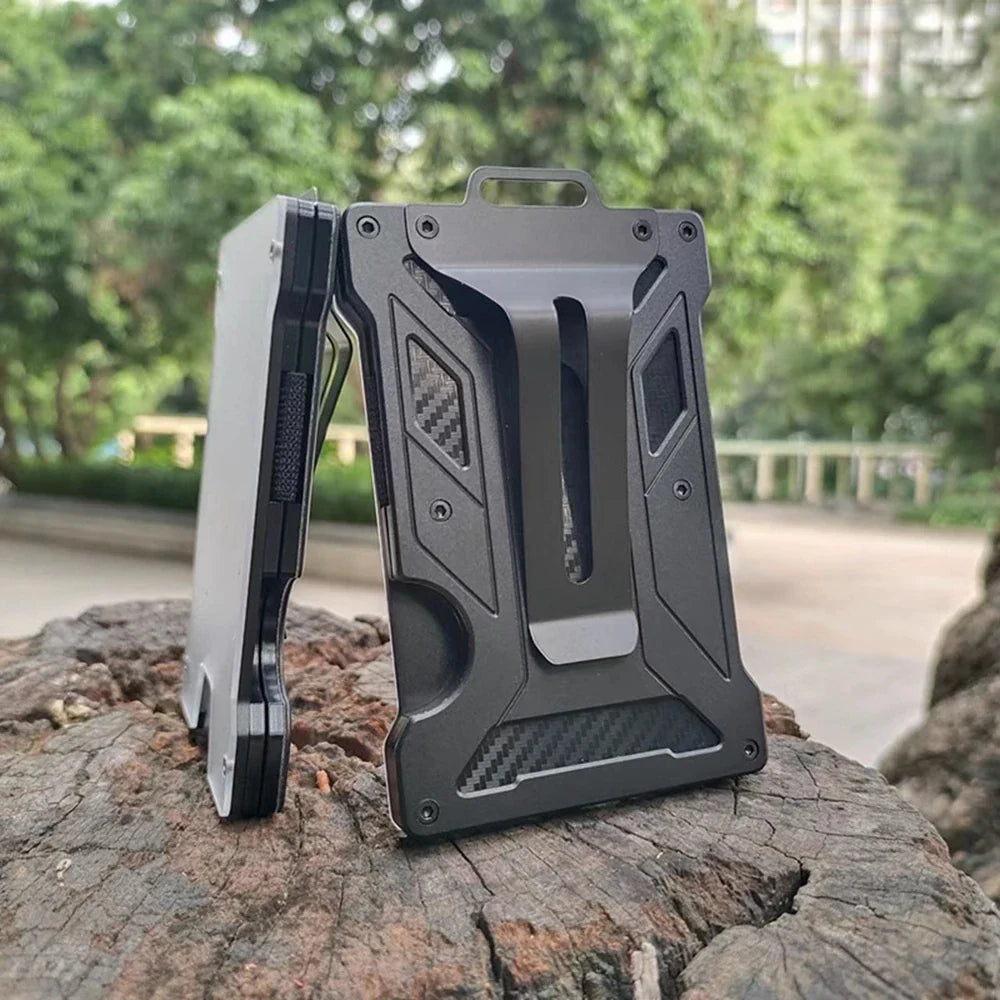 Aluminium alloy card wallet with secure card slots and compact, premium design