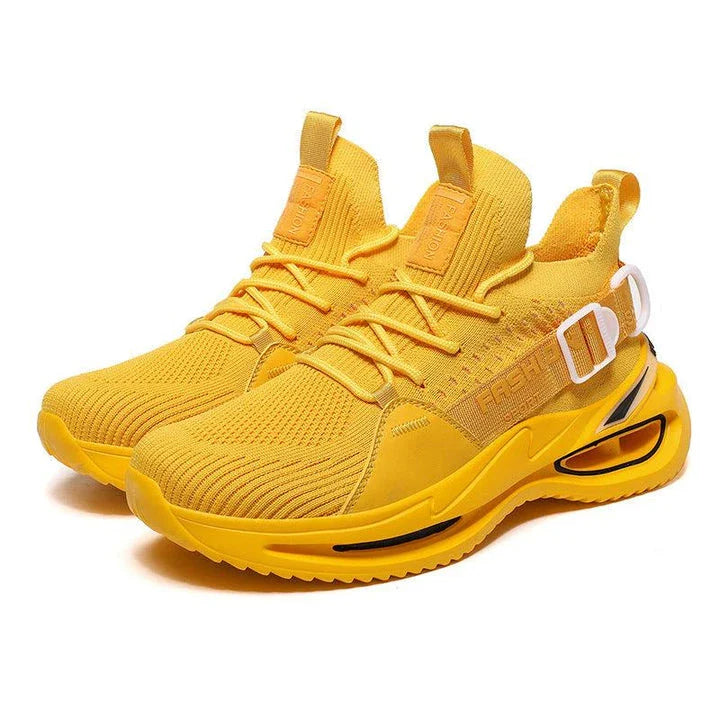 A pair of modern, lightweight Korean men's sports shoes in a variety of colours