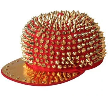 Punk-inspired street hat with pointed metal rivets in various colour combinations, featuring an adjustable and breathable design for versatile wear