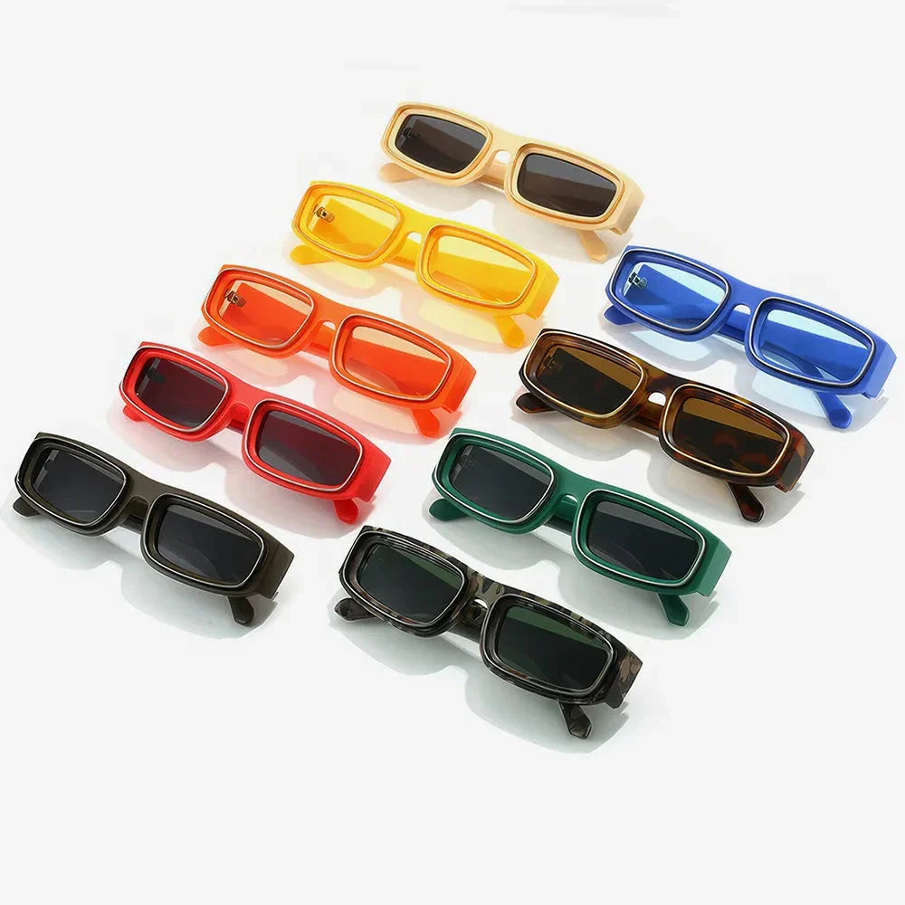 Stylish Small Rectangle Punk Sunglasses with an edgy, retro-inspired design and UV400 protection