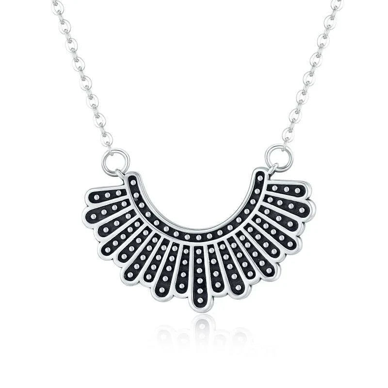 925 sterling silver necklace with lace detailing, inspired by Ruth Bader Ginsburg's iconic 'dissenting collar'