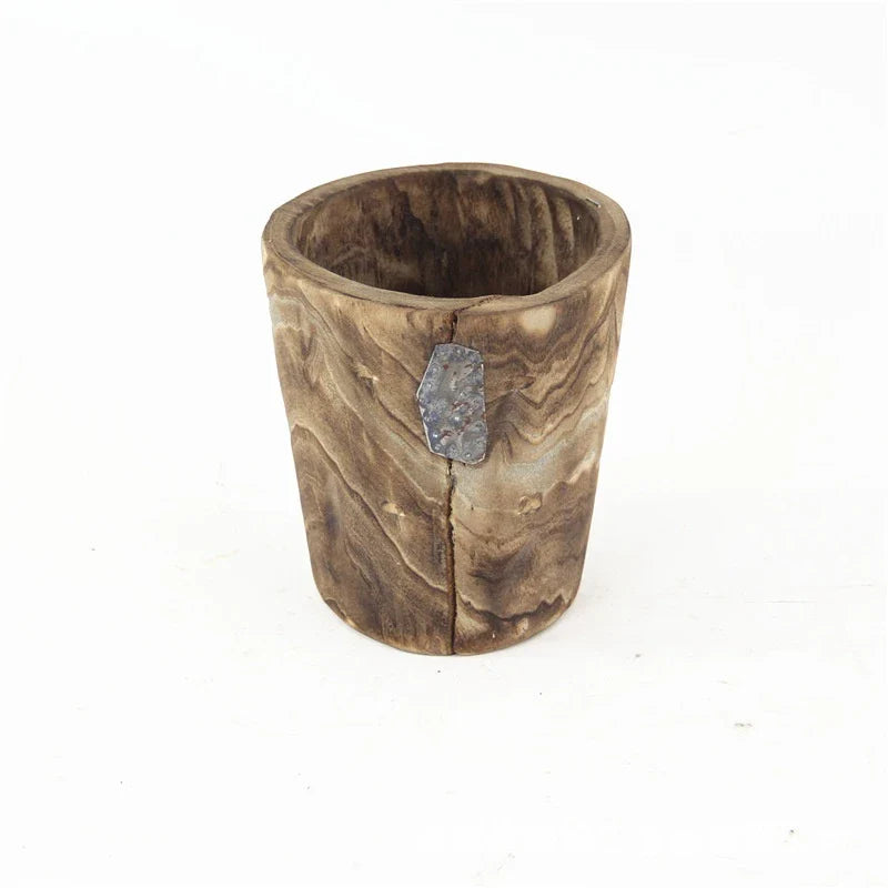 Handmade wooden flower pot and vase in a modern, minimalist design made from sustainable willow wood