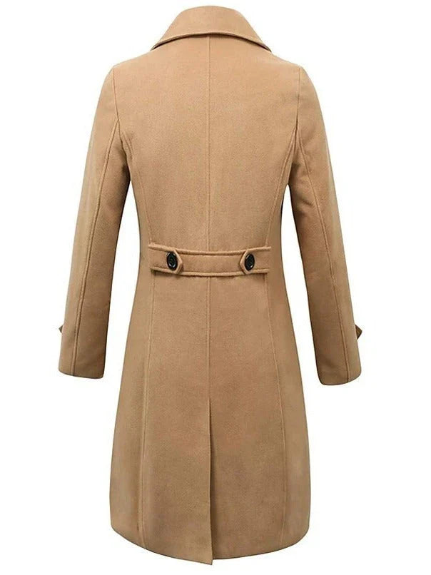 Premium double-breasted woollen men's coat in dark grey, perfect for British winters