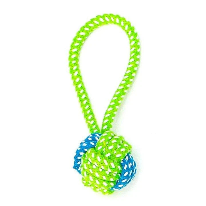 Premium Eco-Friendly Cotton Rope Dog Toy in green-orange colour