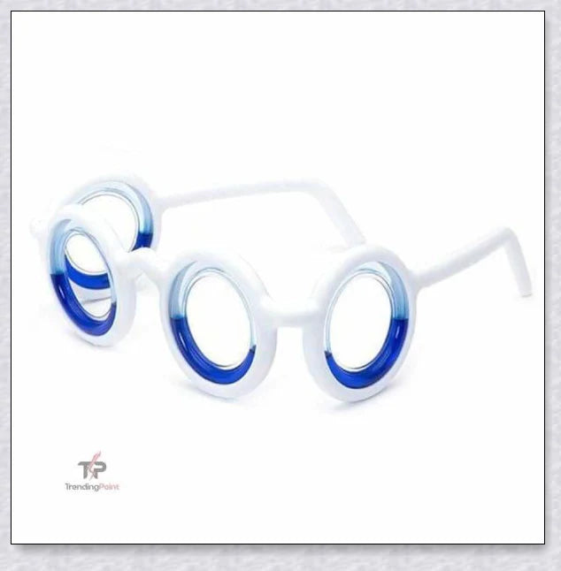 Anti-Motion Sickness Glasses with Boarding Ring technology for relief from nausea, dizziness, and vertigo during travel by car, boat, or plane