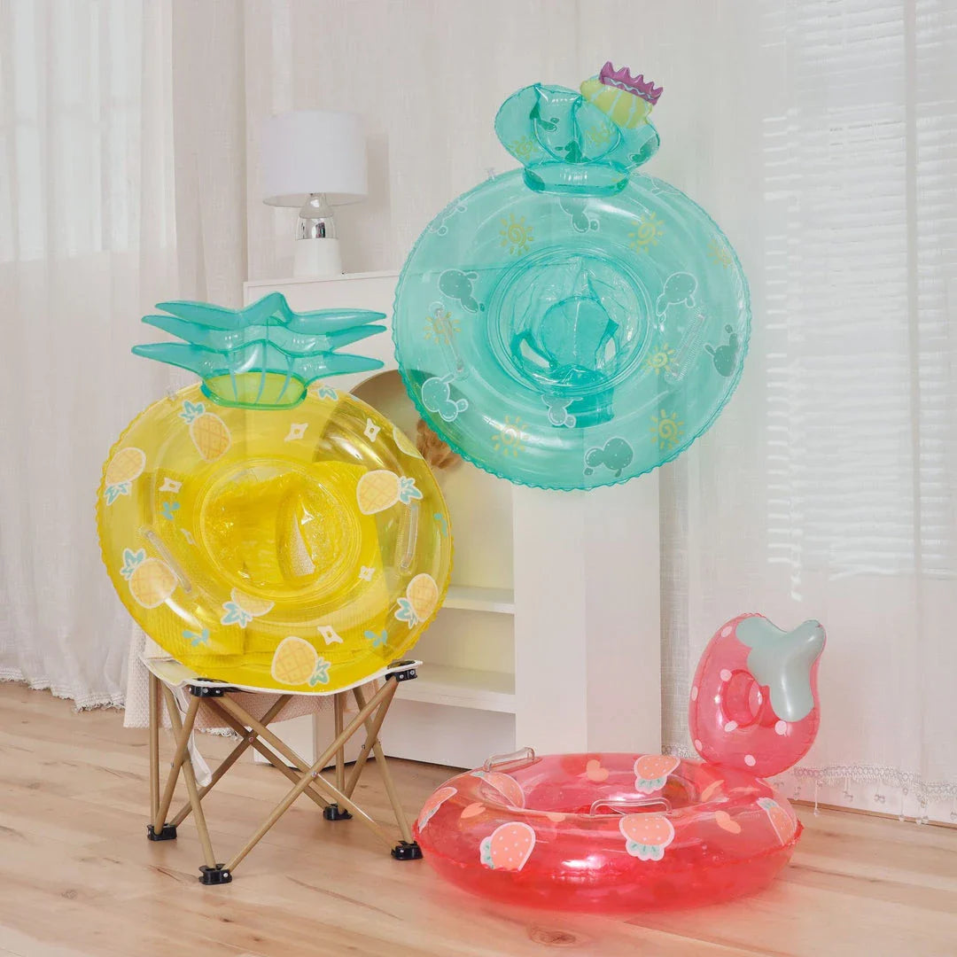 Vibrant inflatable baby swim ring with double handles and anti-leakage design for safe and enjoyable water play