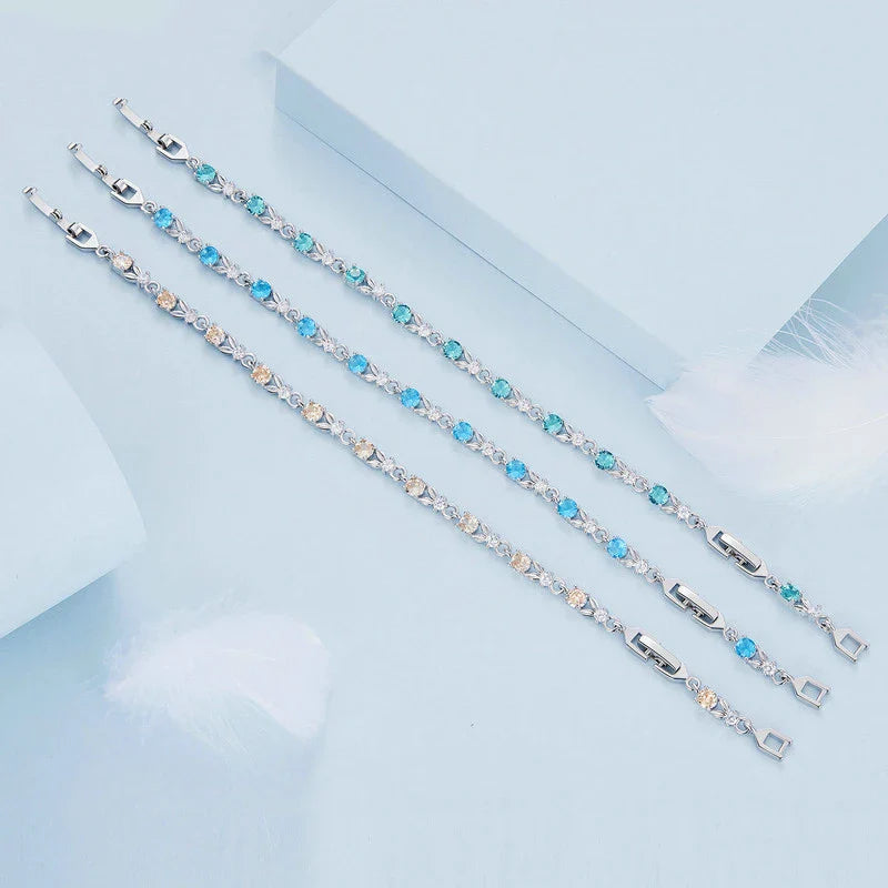 Elegant diamond heart bracelet in premium white gold alloy with sparkling inlaid gems