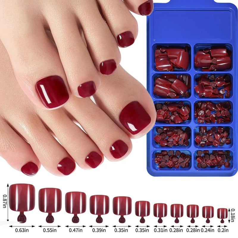 GiftHome UK Elegant Short Square Press-On Toenails in Vibrant Shades