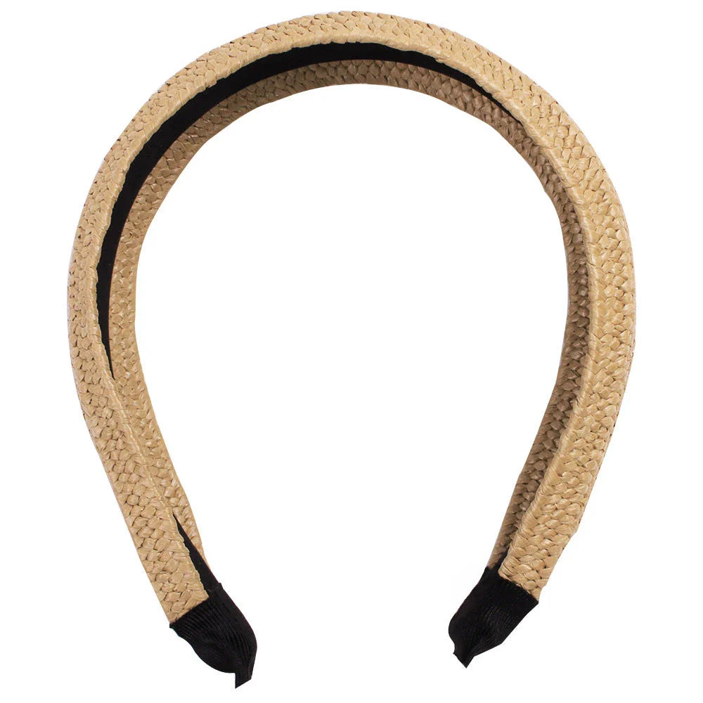 Fashionable solid colour knotted headbands for women, made from high-quality hemp and rubber materials for comfort and style.