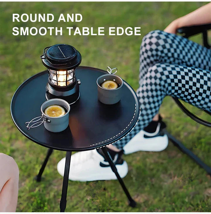 Adjustable Ultralight Portable Camping Round Table with Light Stand - Premium and Durable Outdoor Furniture for Camping, Picnics, and More