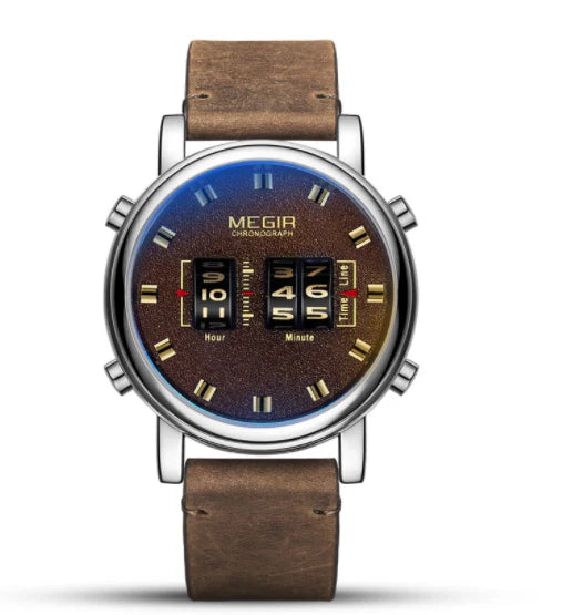 Sophisticated sports-inspired business watch for men, featuring a leather strap and alloy case for a stylish, versatile design.