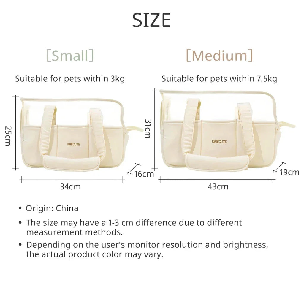 Beige Pet Travel Backpack for Small Dogs with Breathable Cotton Design