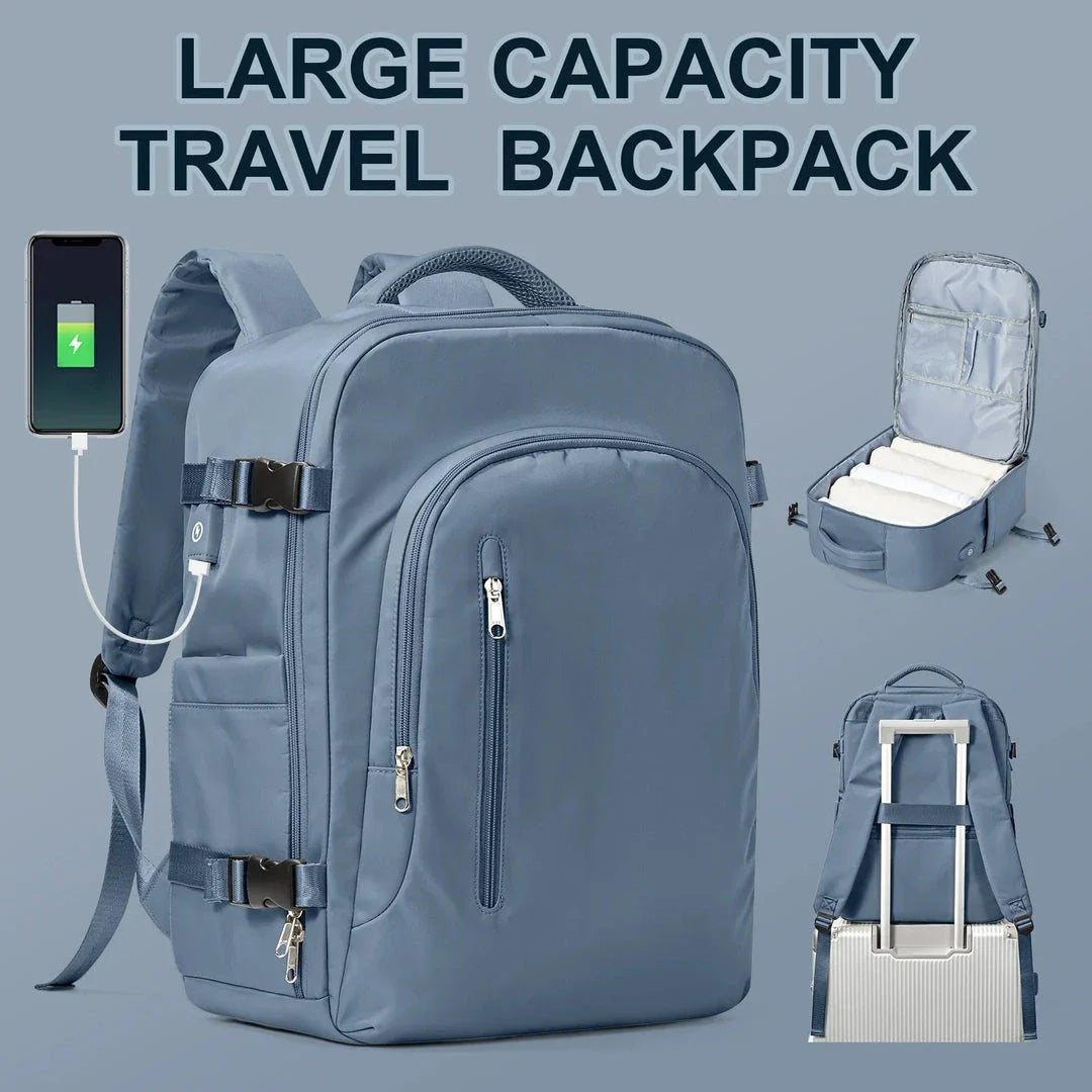 Multi-purpose laptop backpack with ample storage, protective lining, and comfortable carrying system for the modern British traveller