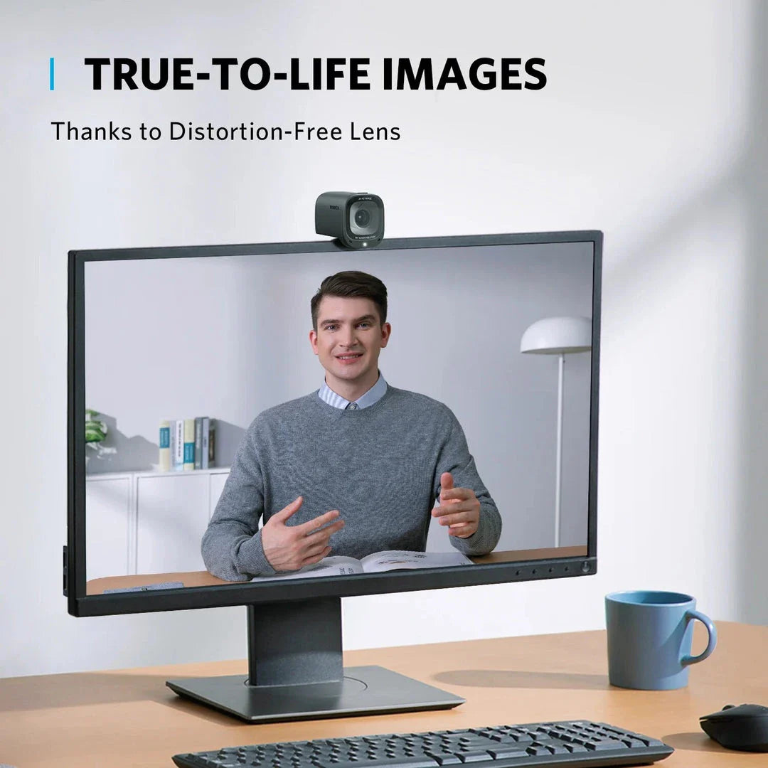 2K Ultra HD Webcam with Noise-Cancelling Microphones and Privacy Cover for Professional Video Conferencing