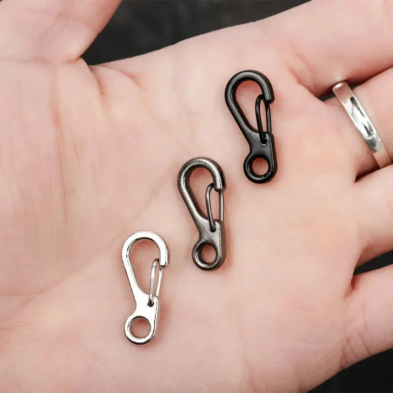 Premium 10-pack of Mini Spring Backpack Clasps made from durable aluminium alloy for secure outdoor and everyday use